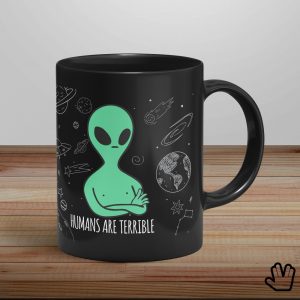 caneca alien humans terrible preta loja nerd lado 2 1